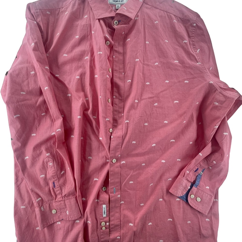 Crown &‎ Ivy Men's Shirt Size 2X Easy-Care Cotton Blend Long Sleeve Button Front